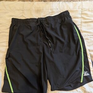 Black and Green Board Shorts with Quick-Dry Fabric